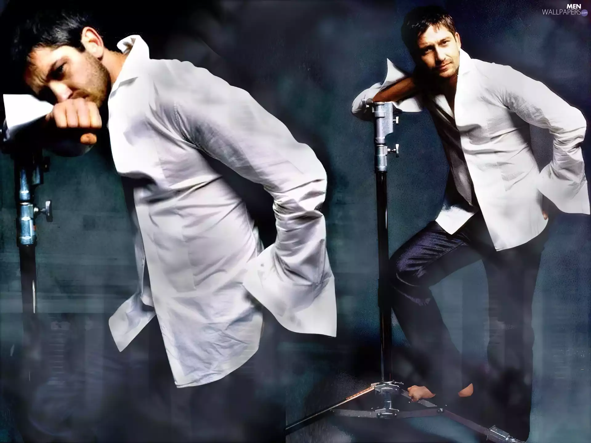 Gerard Butler, white shirt