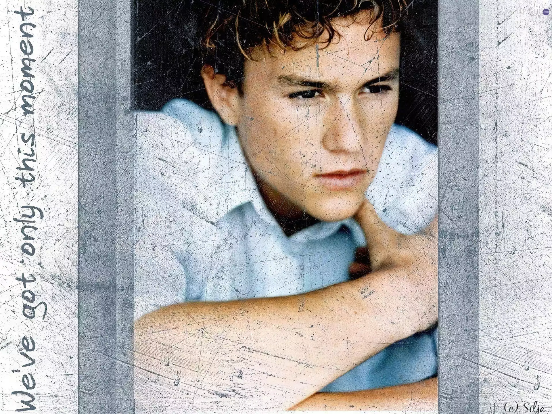 Heath Ledger, white shirt