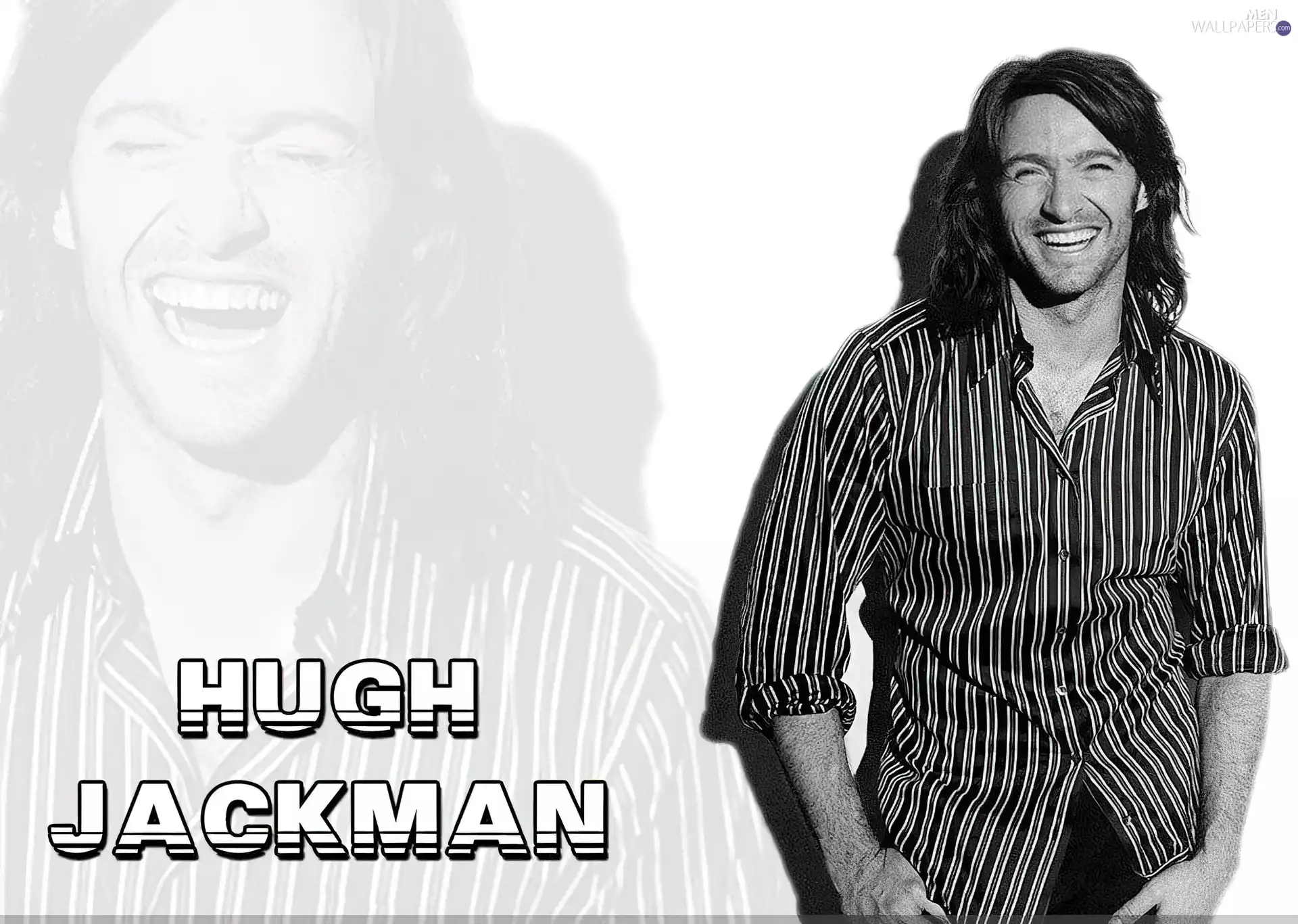 Hugh Jackman, striped shirt