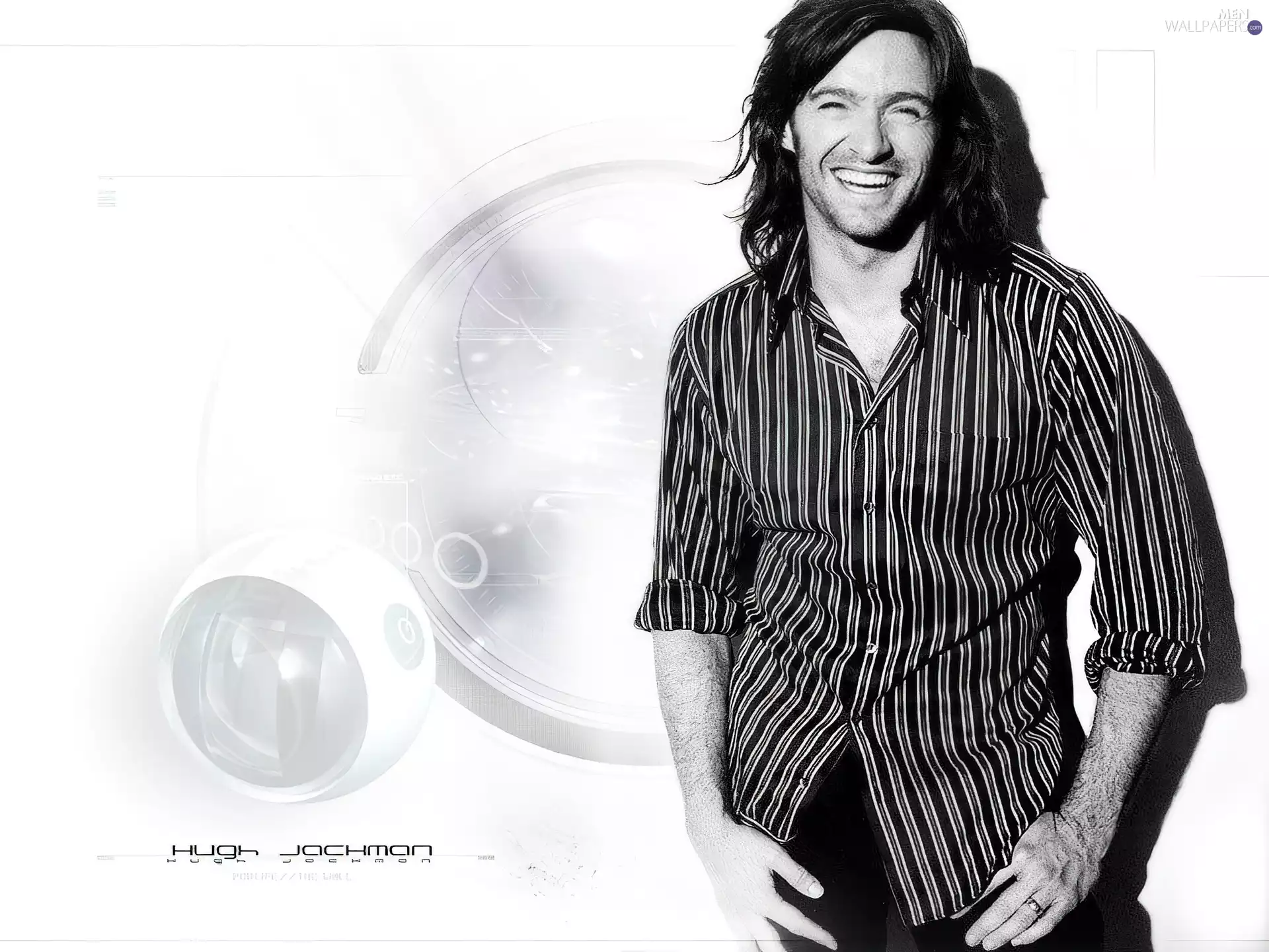 Hugh Jackman, striped shirt