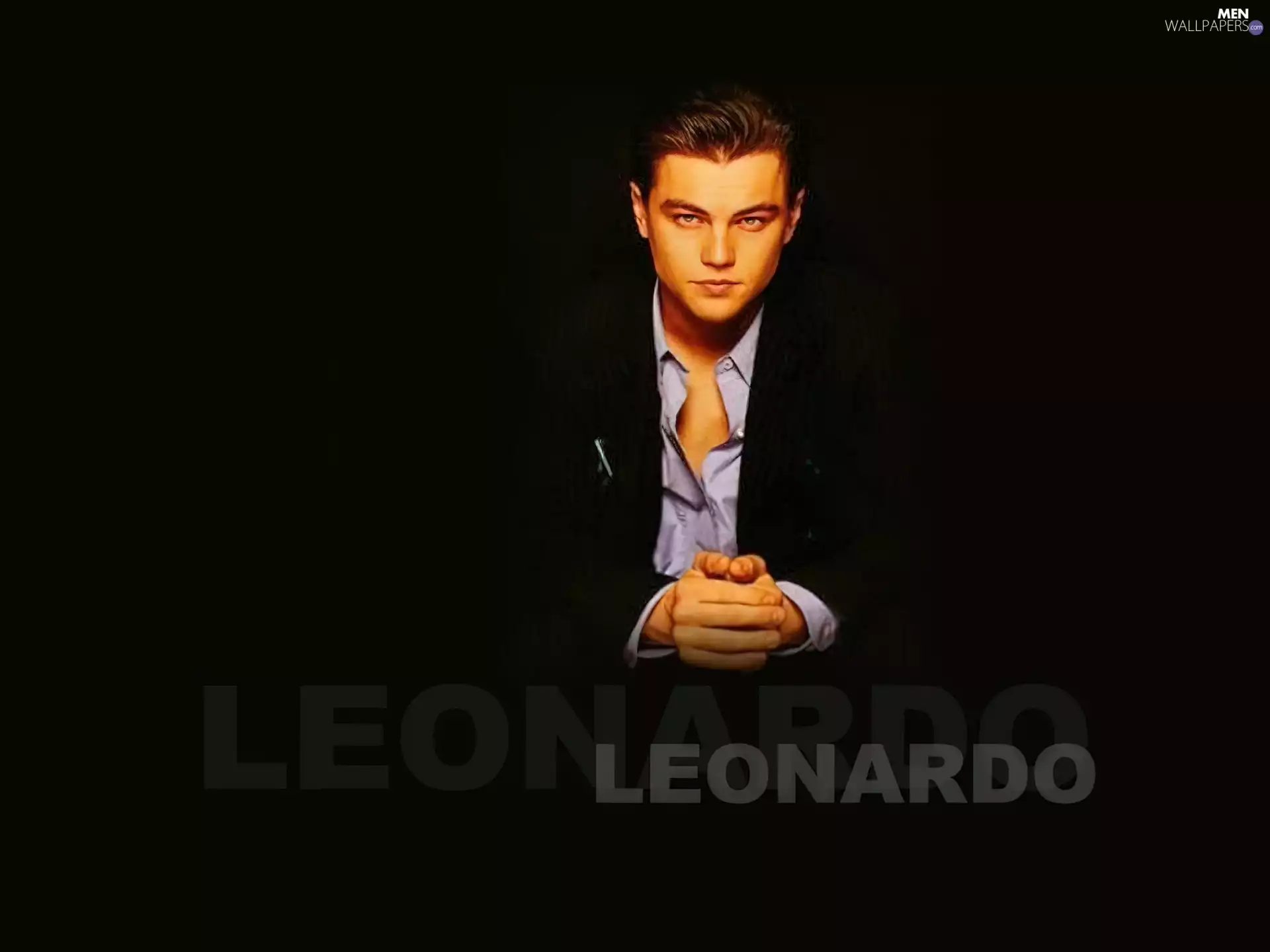 Leonardo DiCaprio, blue shirt