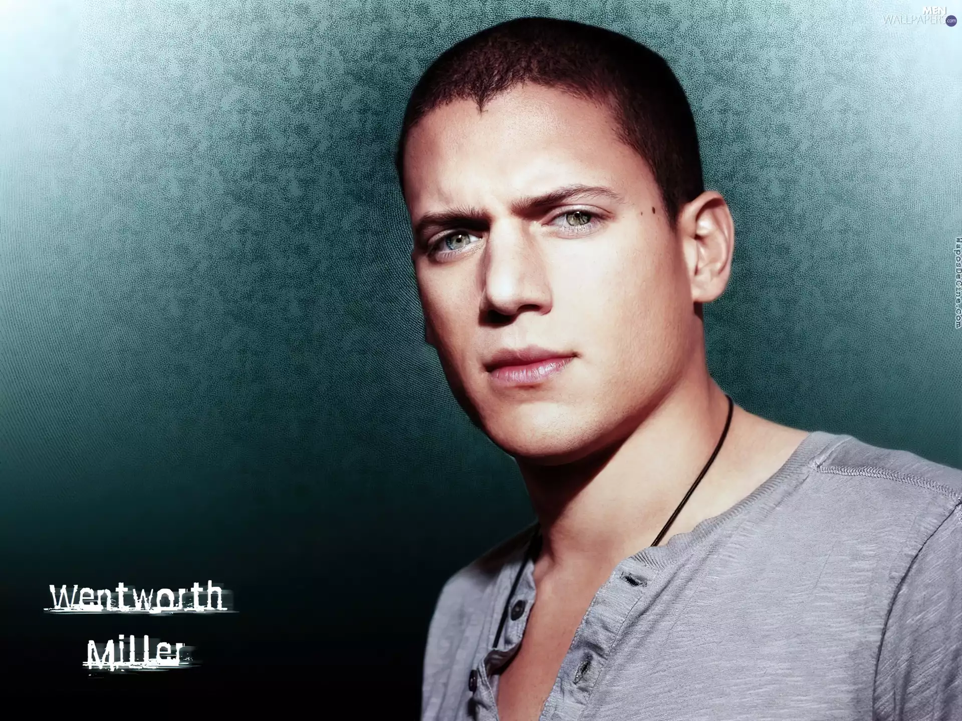Wentworth Miller, gray shirt