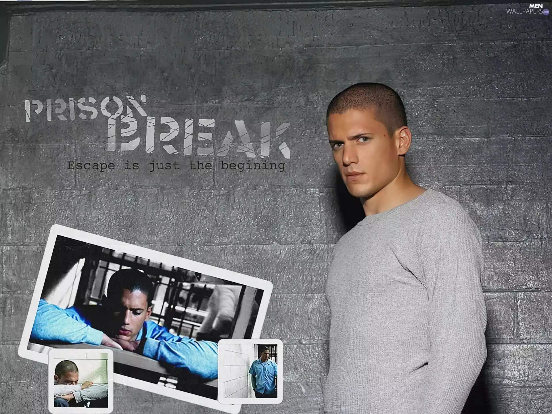 Wentworth Miller, gray shirt