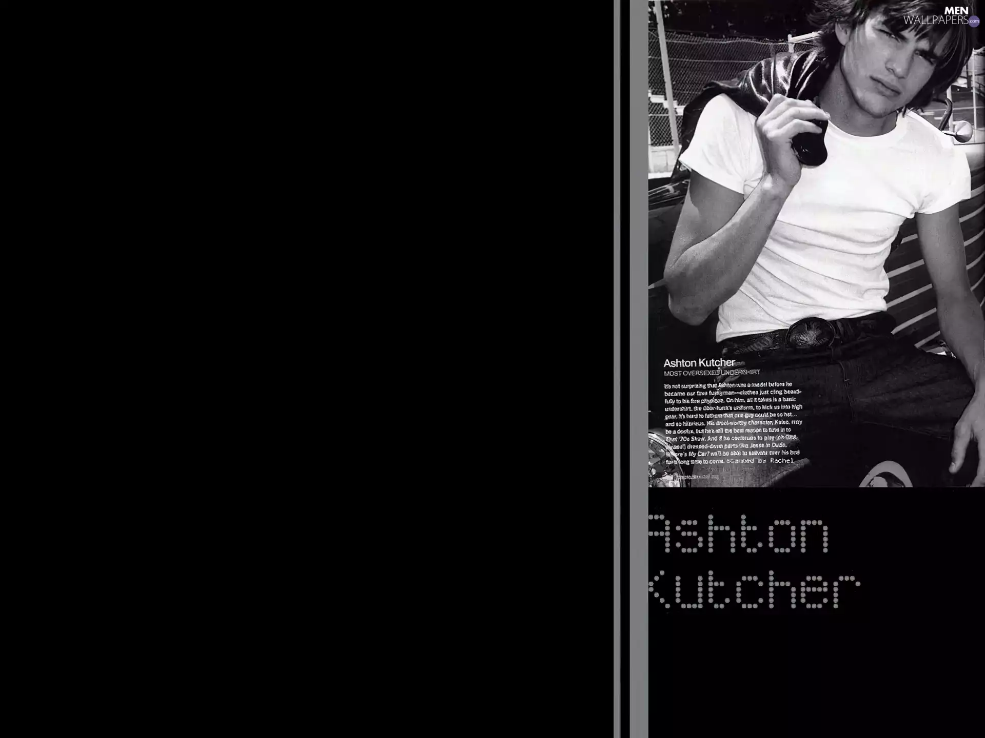 Ashton Kutcher, T-shirt, Belt, White