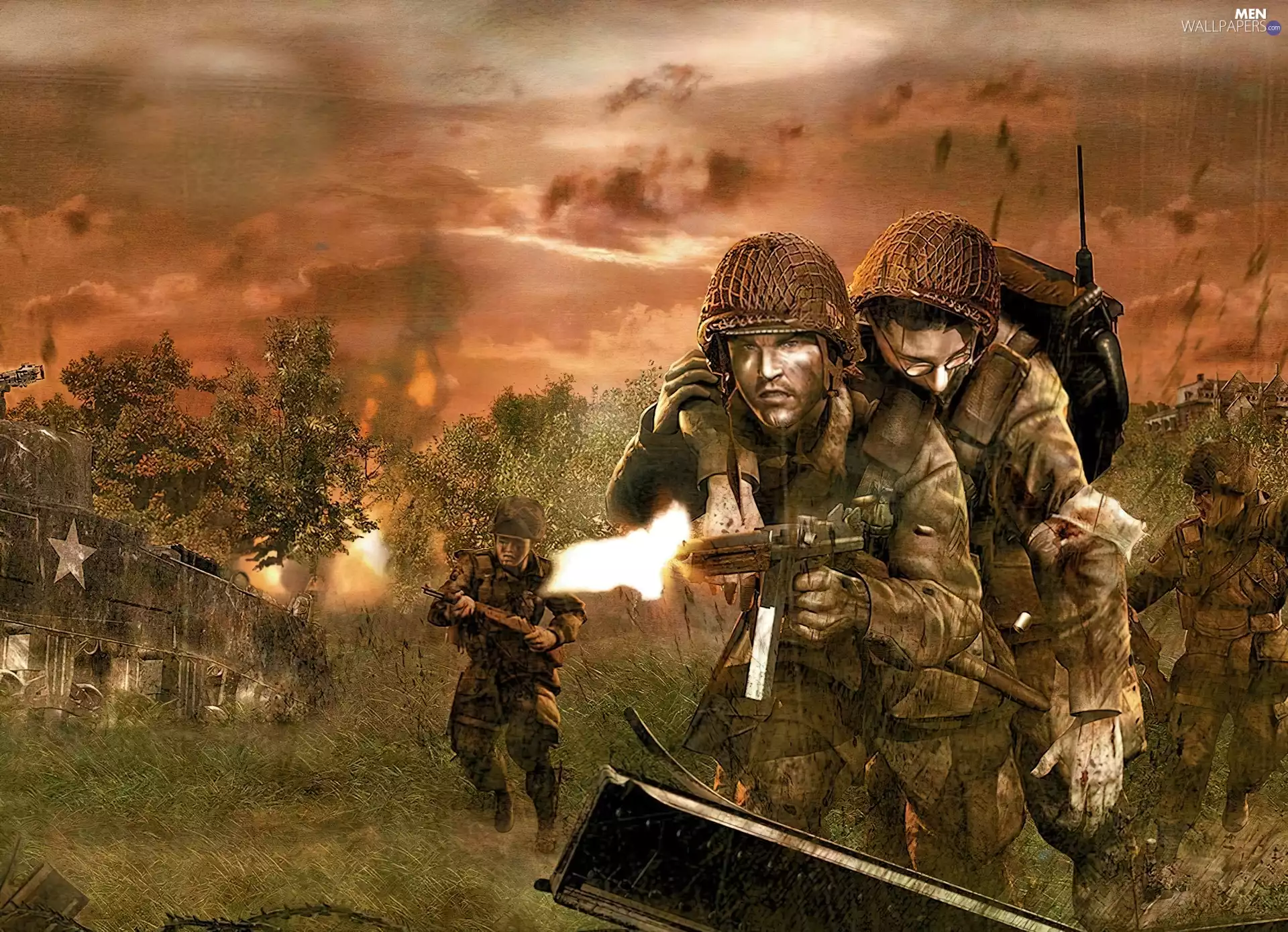 injured, soldier, in, Arms, Brothers