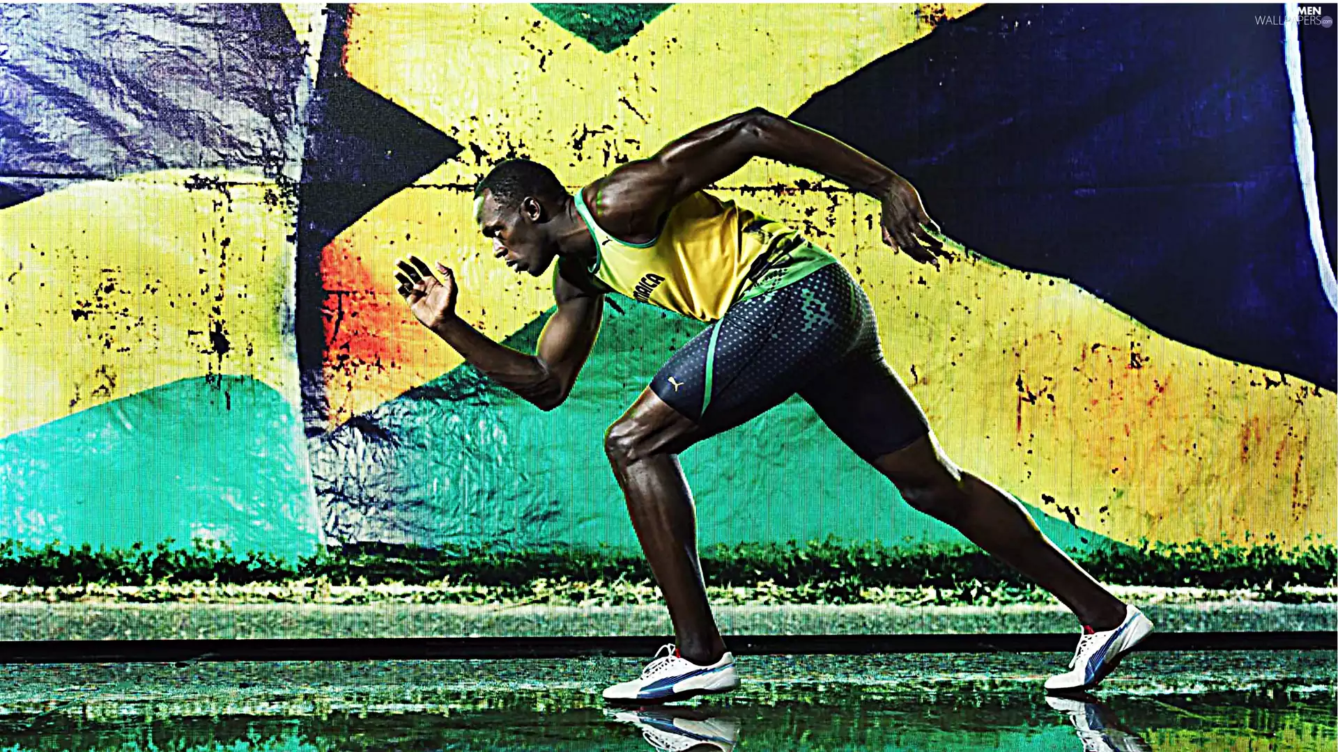 Sport, Usain Bolt, flag, Jamaica, a man, Sports