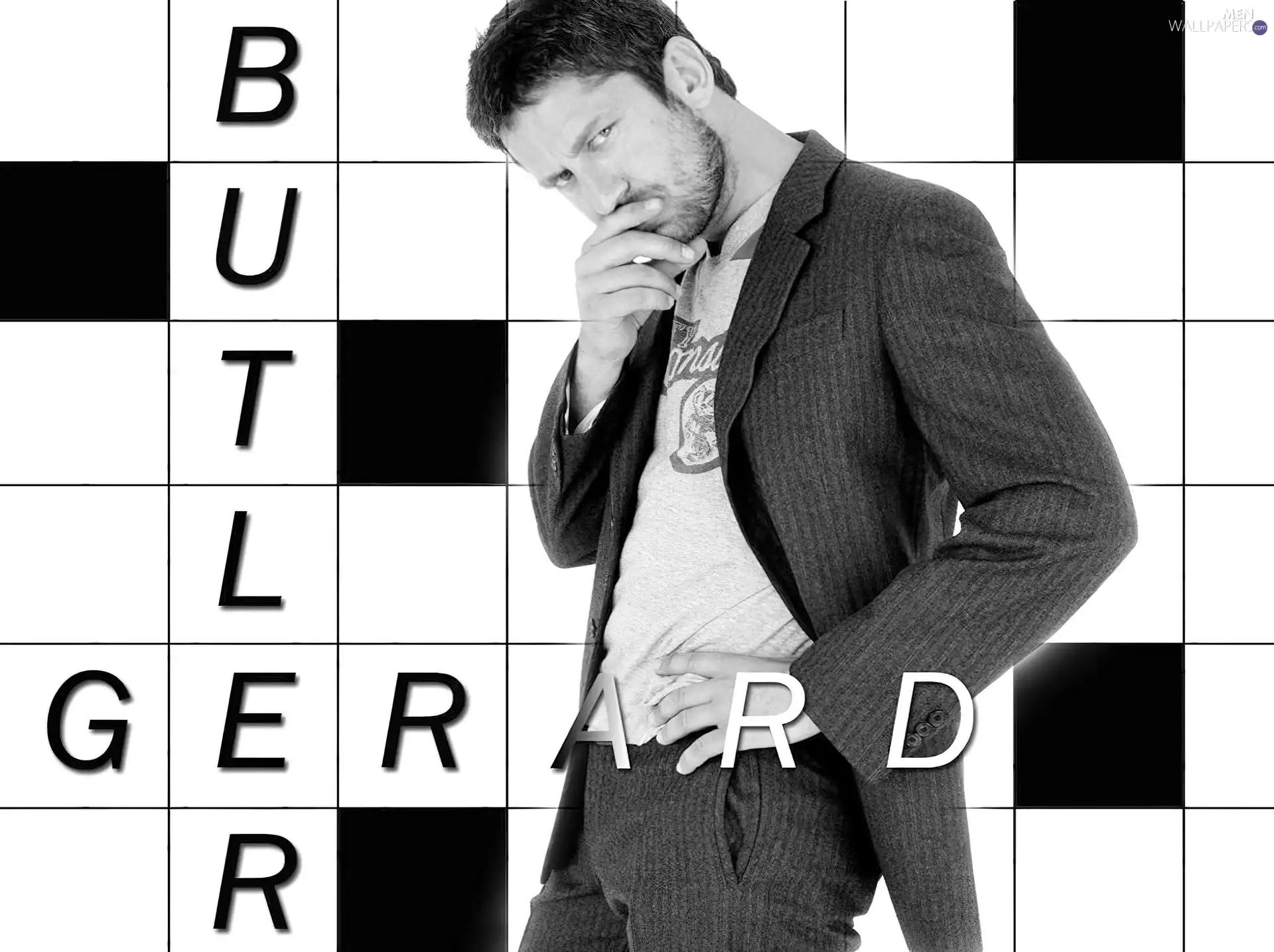 Gerard Butler, gray suit