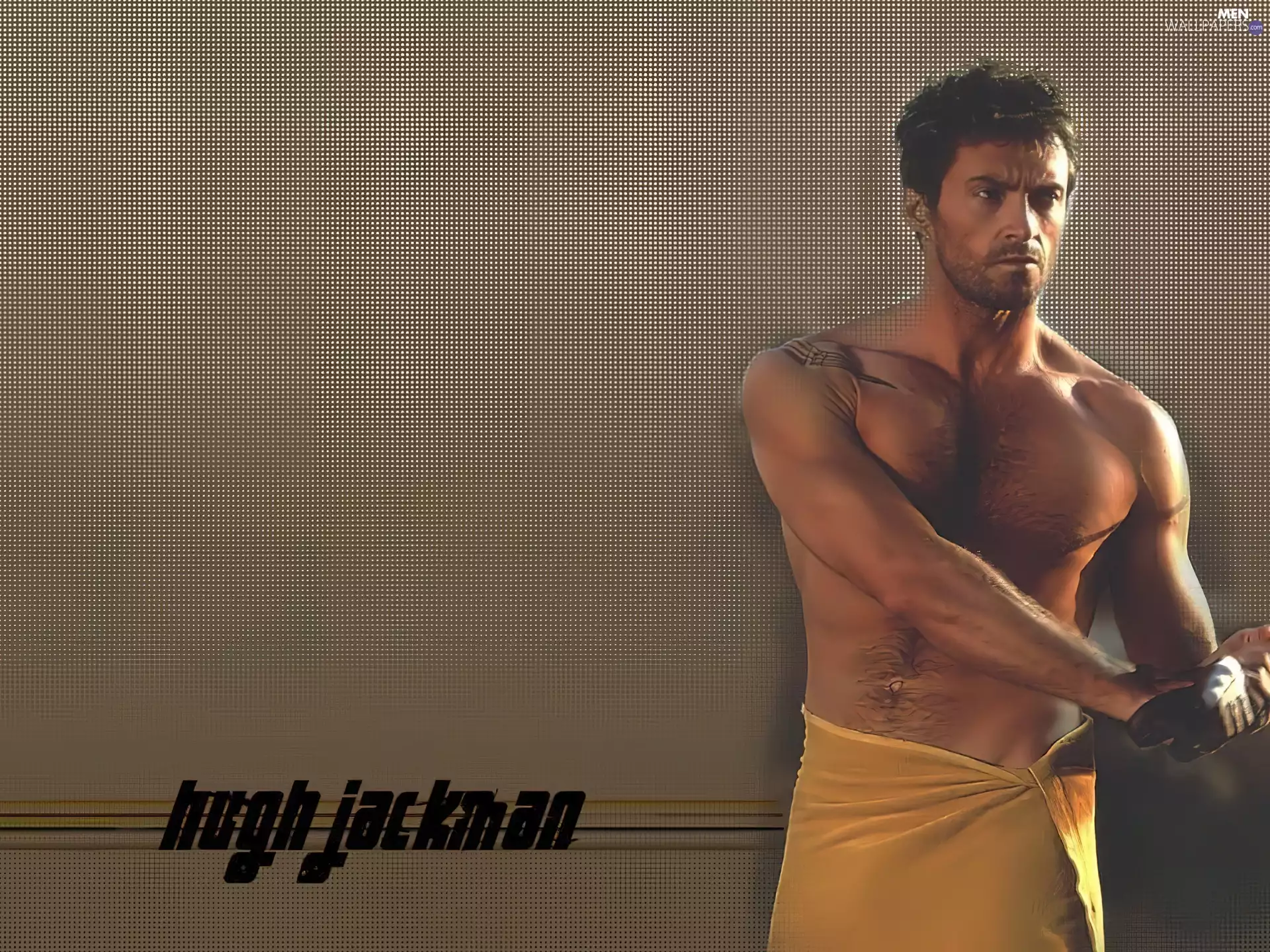 beard, Hugh Jackman, Towel