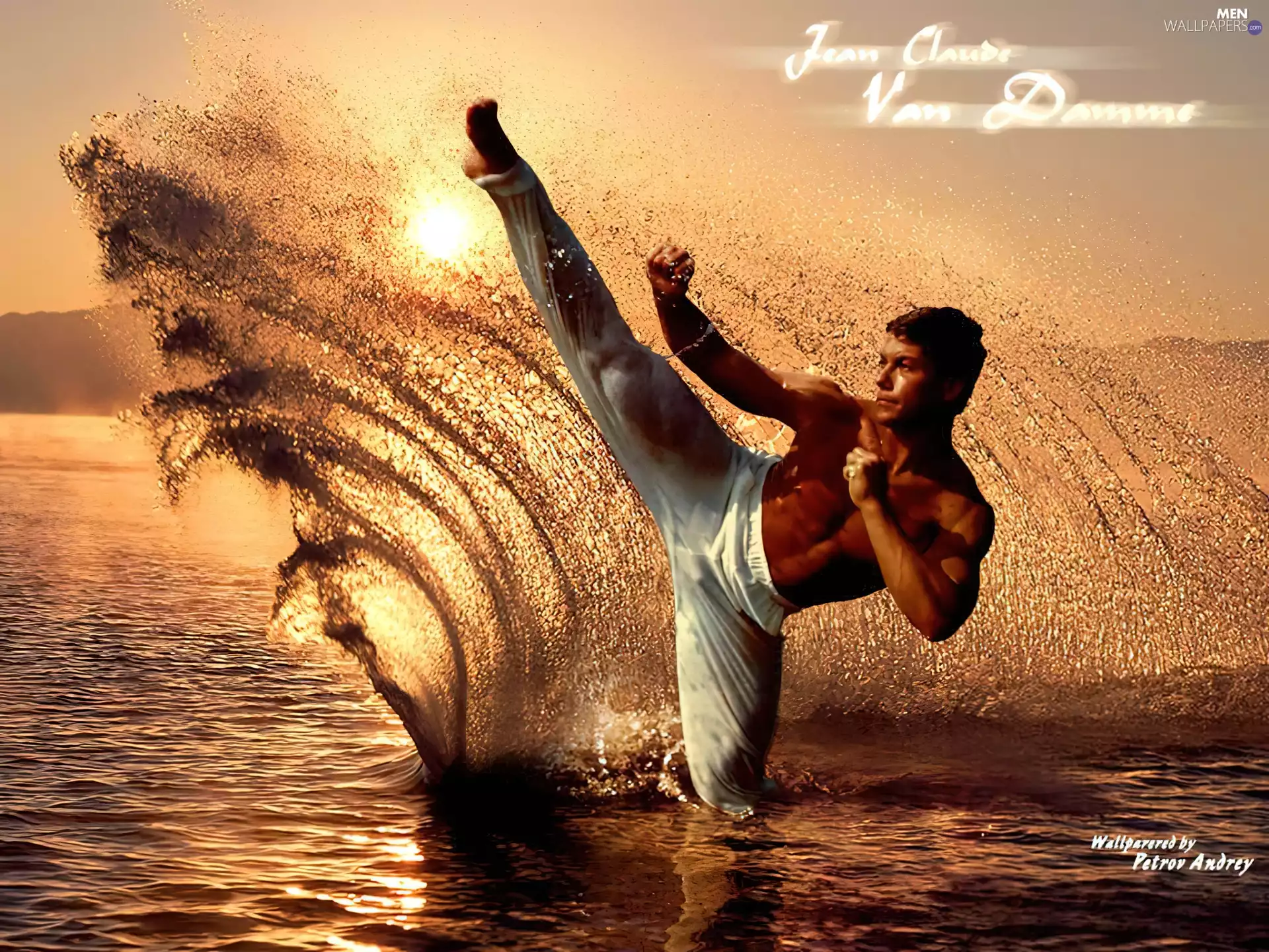 water, Jean Claude Van Damme, White pants