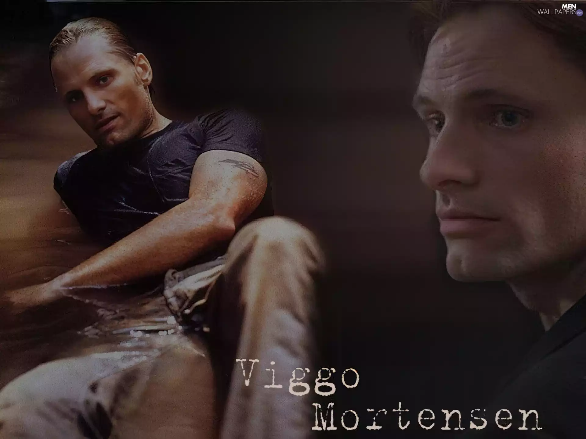 water, Viggo Mortensen, Black shirt