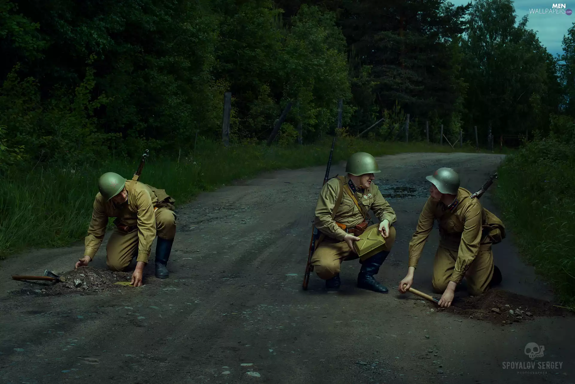 soldiers, forest, face, Way
