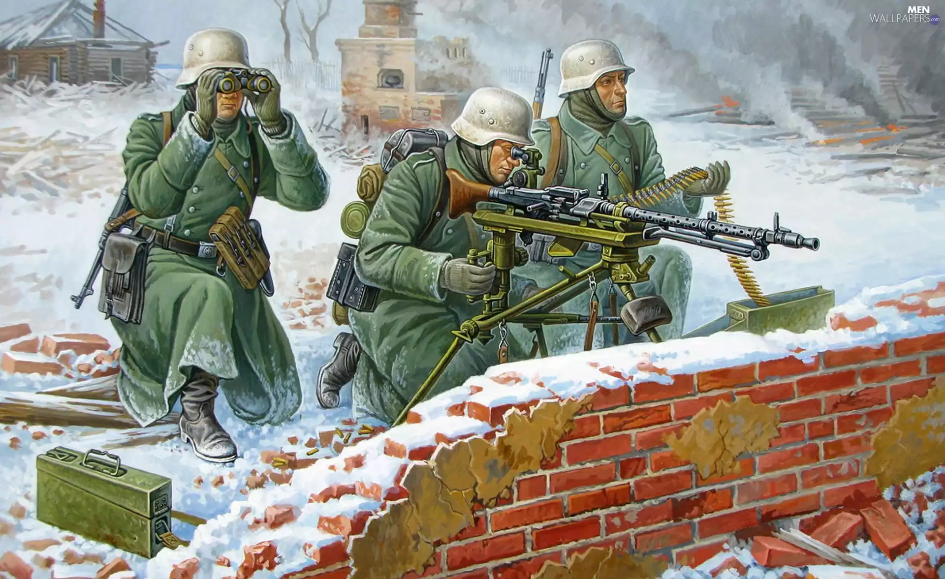 soldiers, Fight, wall, Weapons