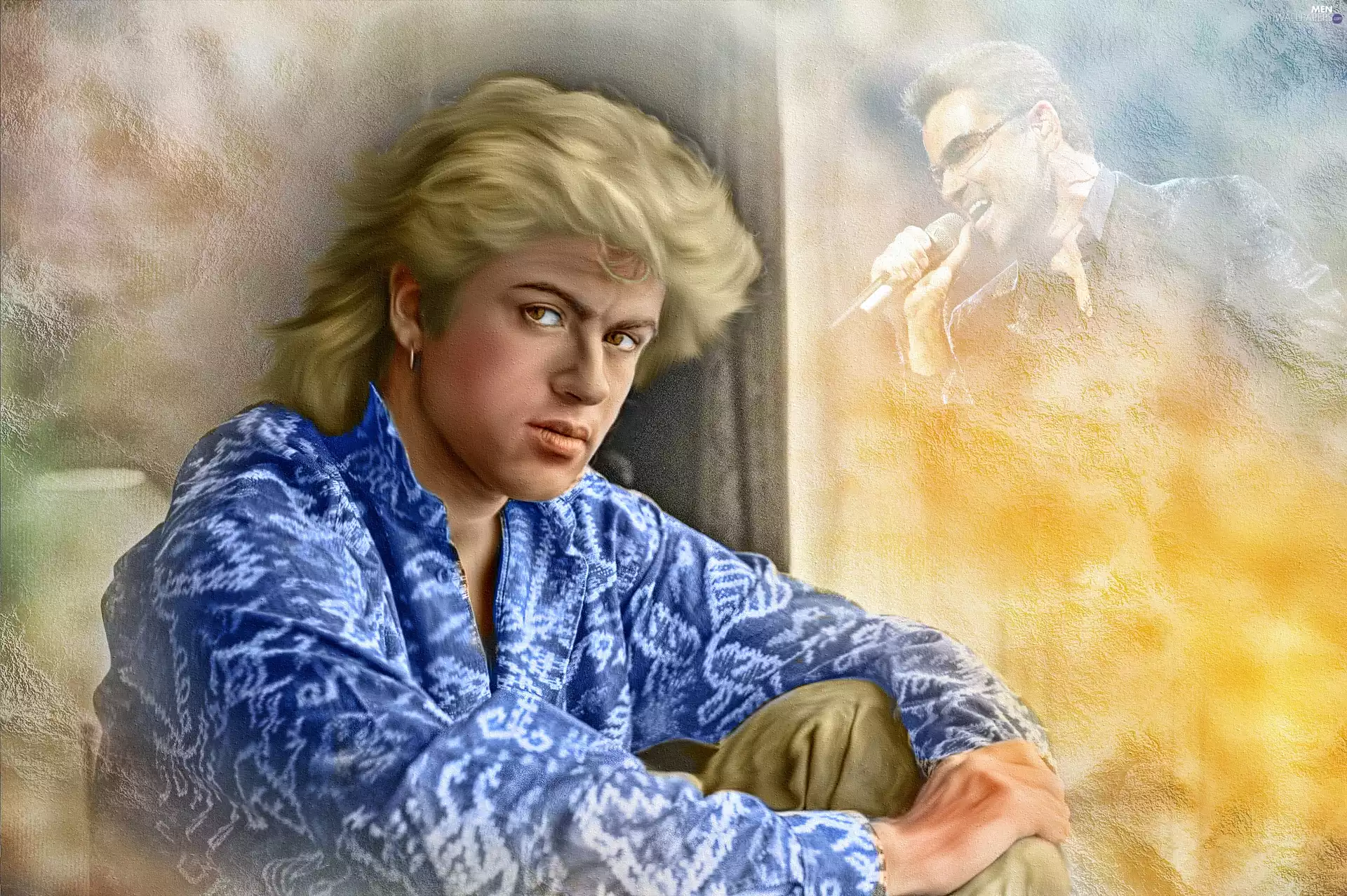 Wham, a man, portrait, 2D Graphics, singer, George Michael
