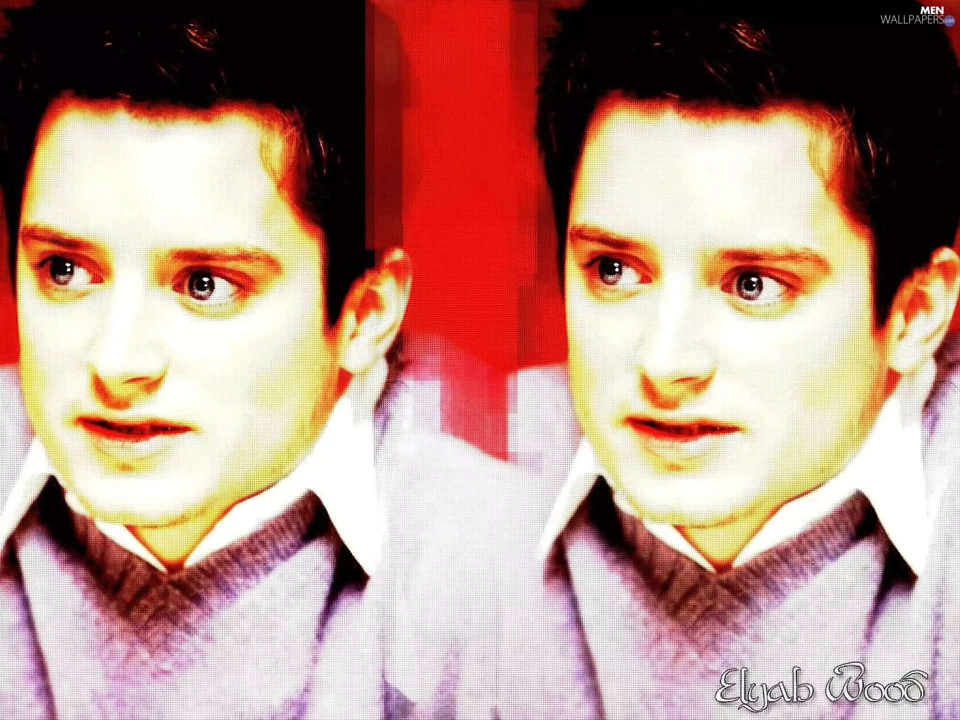 white shirt, Elijah Wood, Blue eyes