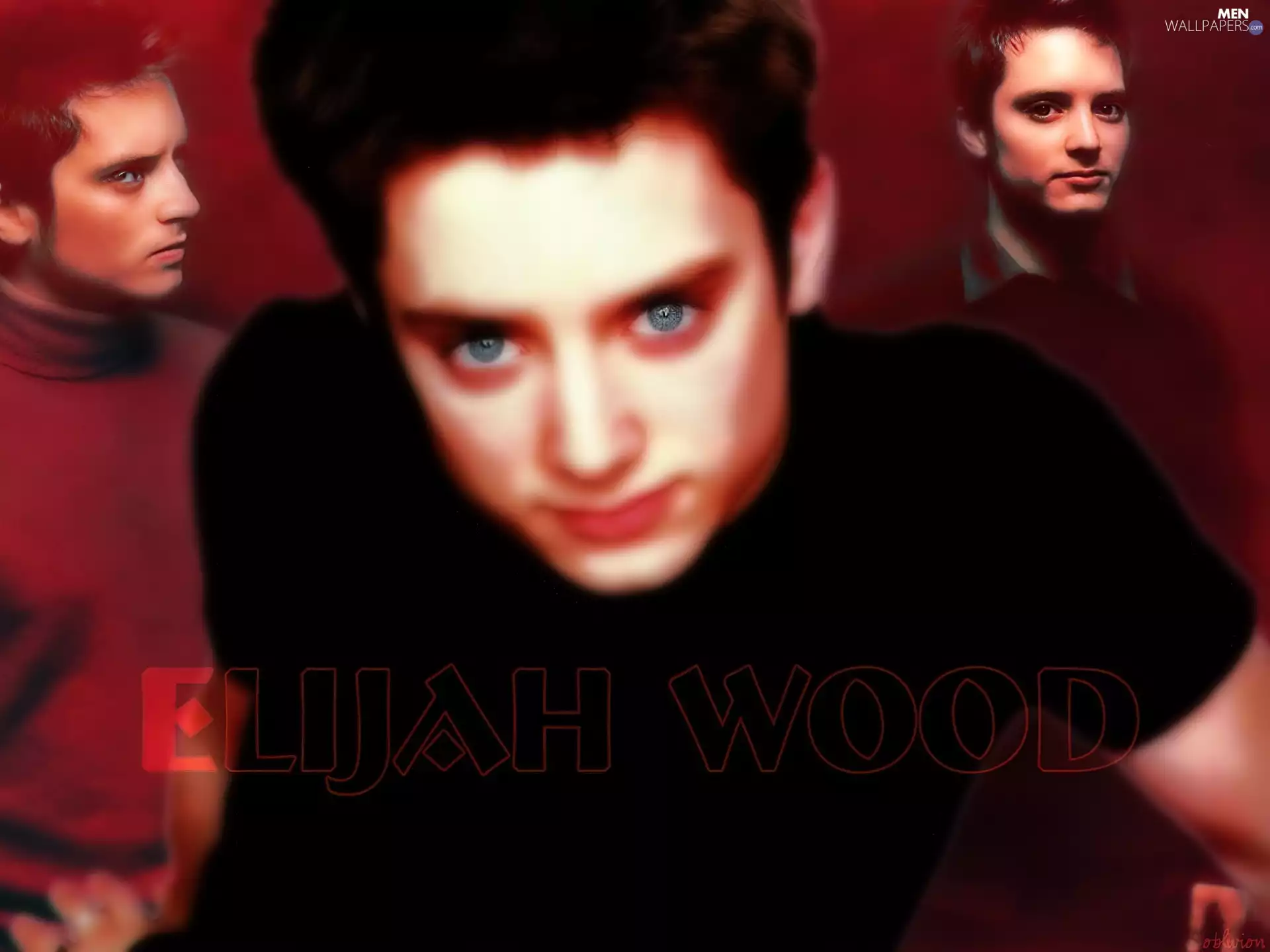 Blue eyes, Elijah Wood, Black shirt