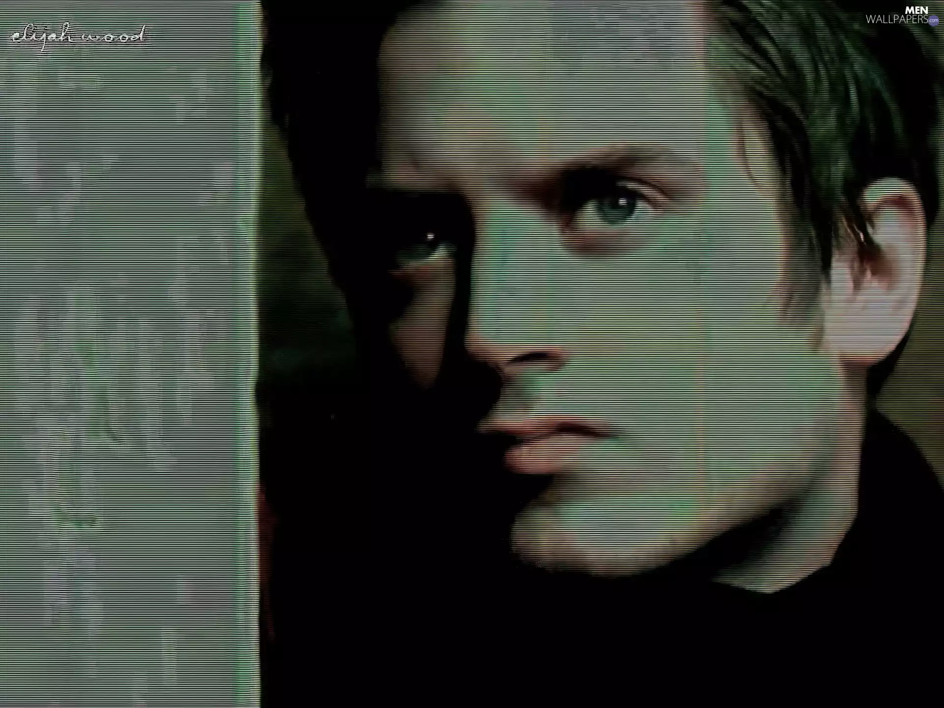 Green eyes, Elijah Wood, dark suit