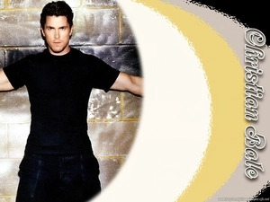 Christian Bale, black t-shirt