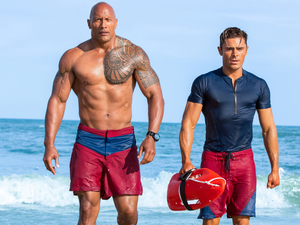 Zac Efron, movie, Baywatch, Dwayne Johnson