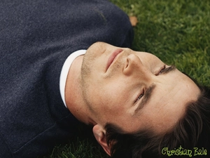 grass, Christian Bale, dark hair