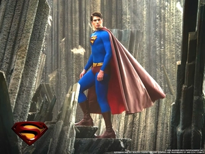 Superman Returns, cape, concrete, Brandon Routh