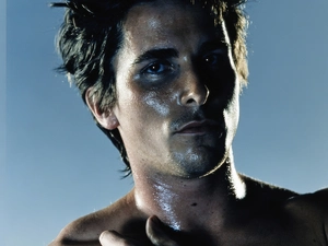 Christian Bale, wet face