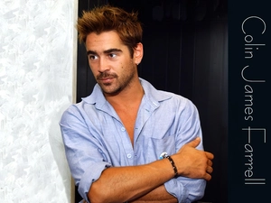 blue shirt, Colin Farrell, Blond hair