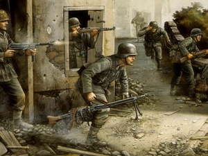 Fight, soldiers, Weapons