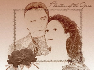 Gerard Butler, Emmy Rossum, picture, frame, Phantom Of The Opera