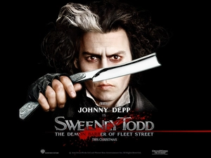Sweeney Todd, razor, hand, Johnny Depp