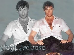 Wet hairs, Hugh Jackman, unbuttoned shirt