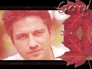 face, Gerard Butler, leaves
