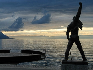 Freddie Mercury, dark, clouds, water