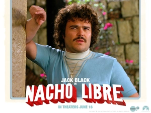 Nacho Libre, wall, neck chain, Jack Black