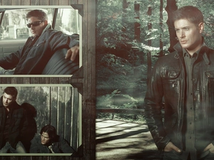 interior, car, Jared Padalecki, forest, Jensen Ackles