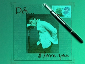 stamp, Gerard Butler, pen