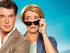 Pierce Brosnan, Emma Thompson, Glasses, The look, Steam, Pierce Brosnan