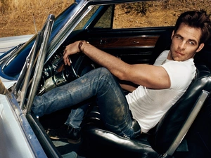 Automobile, Jeans, Chris Pine, actor, a man