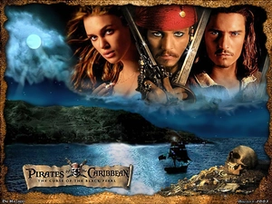 moon, water, Keira Knightley, Orlando Bloom, Piraci Z Karaibow Johnny Depp