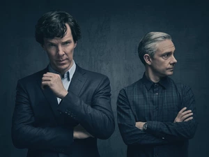 Benedict Cumberbatch, series, Sherlock, Martin Freeman