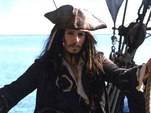 Johnny Depp, Hat, water, Piraci Z Karaibów, Ship
