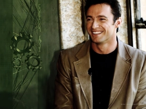 Black shirt, Hugh Jackman, Smile