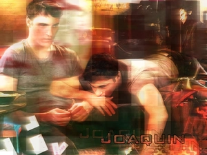 Joaquin Phoenix, gray shirt